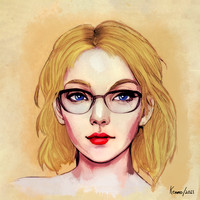 Pretty Blue Eyed Lady with Glasses