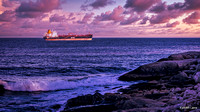 Freighter Ship at Sunset