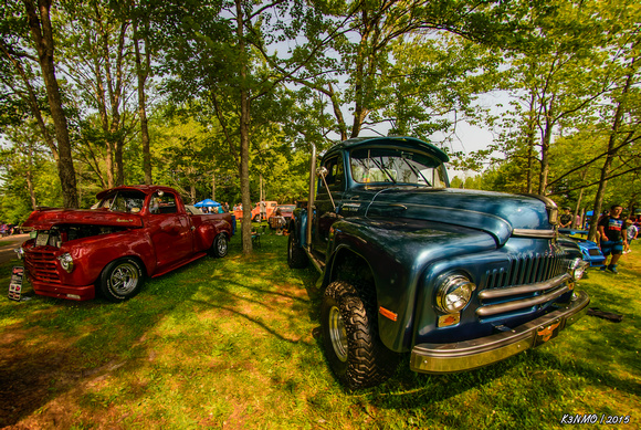 1951 International (blue) & 1953 Studebaker (red) pickups