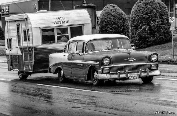 1956 Chevy 4 door Bel Air and Trailer