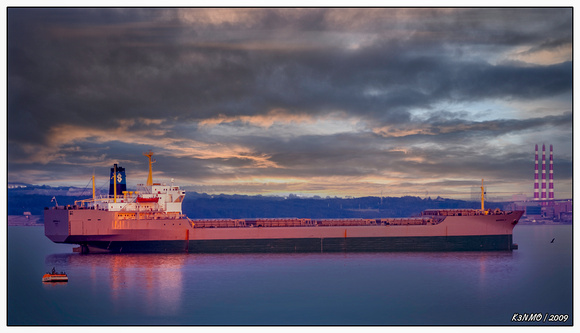 Ship in Bedford Basin at Sunset