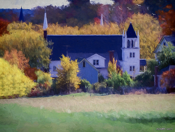 Rural Church in Autumn Colors