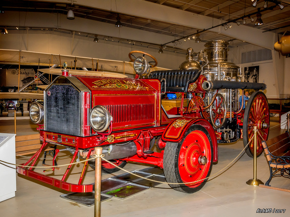 1904 American Manufacturing Company pumping engine & 1918 American LaFrance tractor