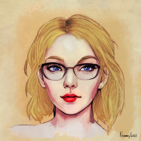 Pretty Blue Eyed Lady with Glasses
