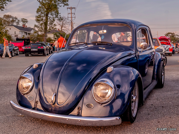 Vintage VW Beetle at sunset