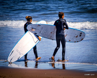 Surfers at Lawrentown Beach
